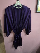 Victoria's Secret Women's Satin Robe Gold Label Vintage Kimono One Size Purple