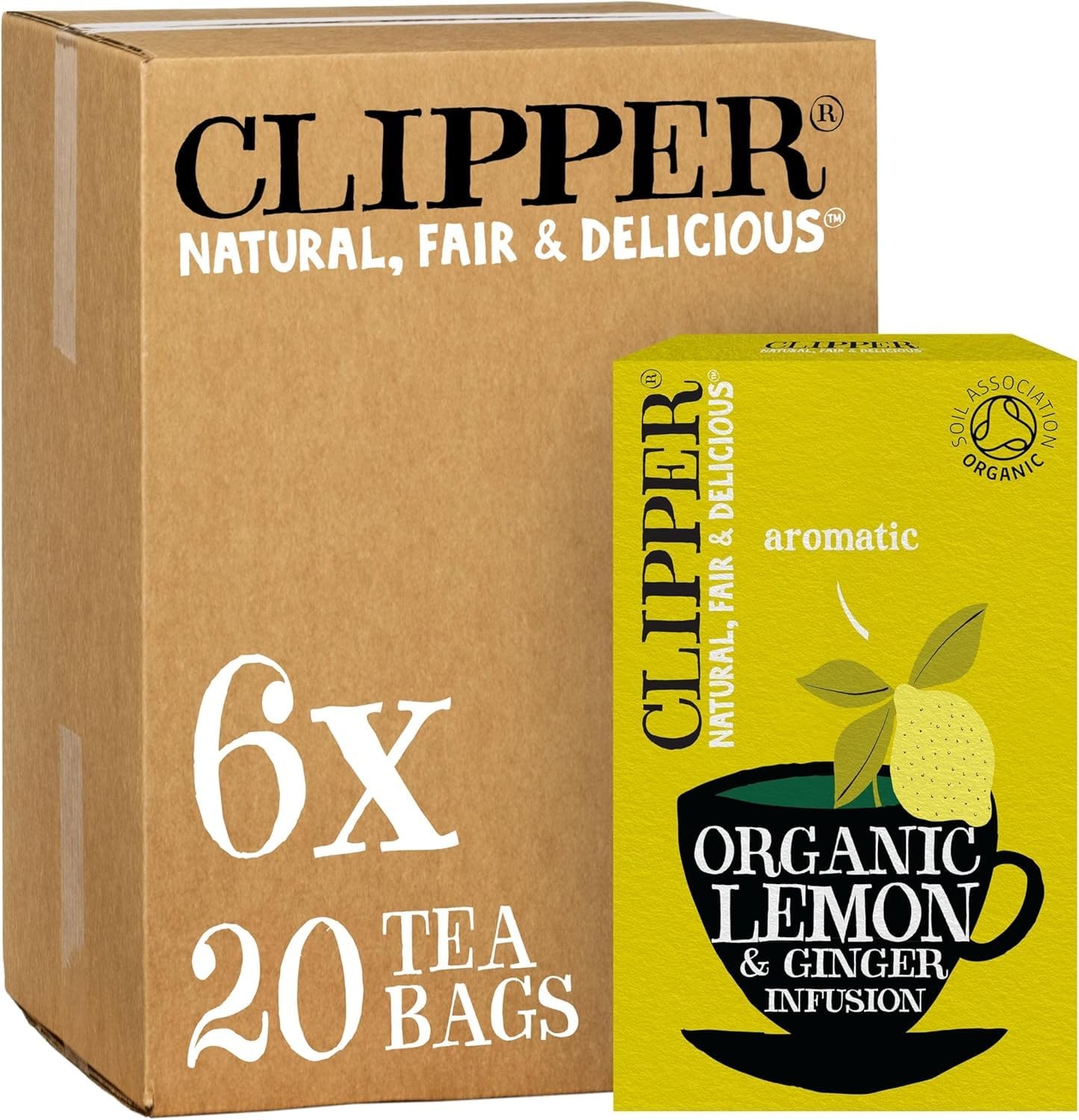 Clipper Organic Lemon & Ginger Tea Bags | 120 Teabag 20 Count (Pack of 6)