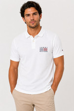 Tommy Hilfiger Men's Polo Shirt New S M L XL XXL White Regular fit Flag Emb Logo