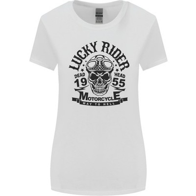 Lucky Rider Tot Kopf Motorrad Biker Damen Breiter Schnitt T-Shirt