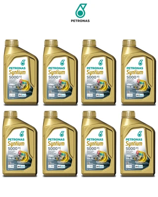 8 Litri Olio Petronas Syntium 5000 Xs 5W30 Syntethic C2 C3 FCA 955535-S3 NUOVO