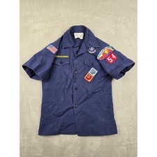 Boy Scouts of America Uniform Shirt Youth Medium Blue Short Sleeve Patches