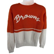 WEAR Erin Andrews NFL Cleveland Browns Embroidered Knit Sweater Womens Small NWT