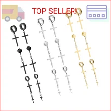 NEWITIN 9 Pairs Magnetic Earrings for Men Clip on Earring Stainless Steel Magnet