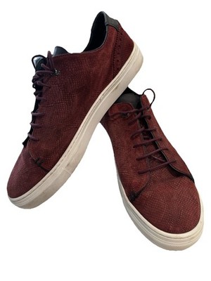 Ted Baker Duuke Leather Suede Fashion Sneaker Shoe Burgundy Men s Size 9.5