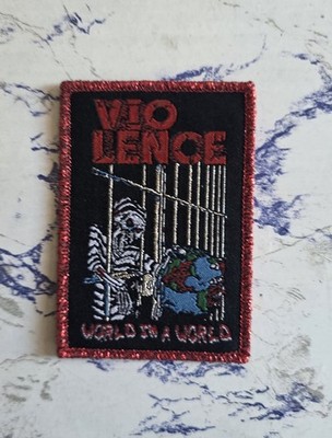 Vio-lence World in a World Red Glitter Woven Patch