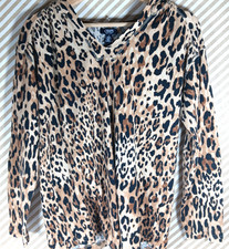Chaps Cheetah Thermal Hoodie Women's Size M 1971 -53