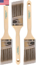2 Inch Angled Paint Brush 3 Pack   Professional Angle Sash Brushes for Cutting