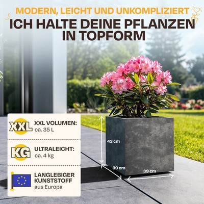 Ondis24 Pflanzkbel Blumenkbel Basalt Blumentopf Pflanztopf Stein Optik  Kbel | eBay.de