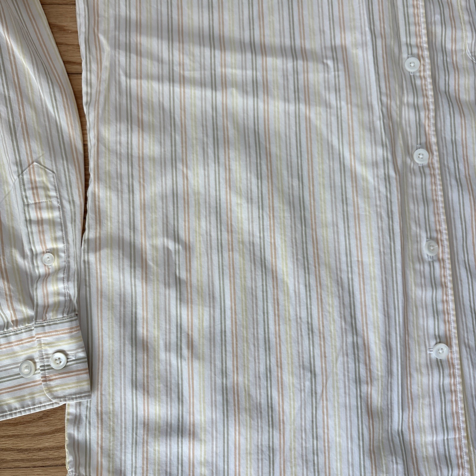 Women’s Faconnable Button Down Medium Striped Yel… - image 5