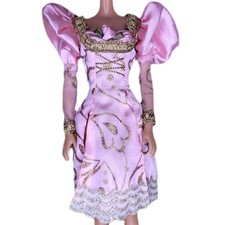 Barbie 1997 Princesa Rapunzel Vestido Top Oro Rosa Brillo Mattel De Colección #17646