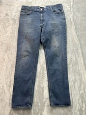 Levis Strauss Gold Jeans Mens Sz 38x34 Blue Athletic Straight Whiskered Faded