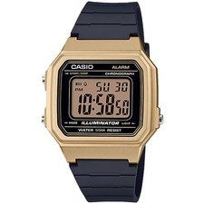Casio Men's Watch Chronograph Gold Digital Dial Black Resin Strap W-217HM-9AV