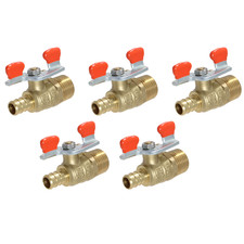 5 Pack XFITTING Barb Crimp Pex 1/2" x 1/2" Male Ball Valve w/ Tee Handle