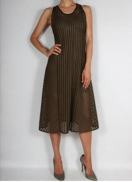 Women Pinko Dress Khaki Viscose S #CGA6