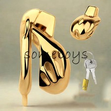 Mini Golden Cobra Male Chastity Cage Device Bondage Elastic Belt Ring Men Sissy