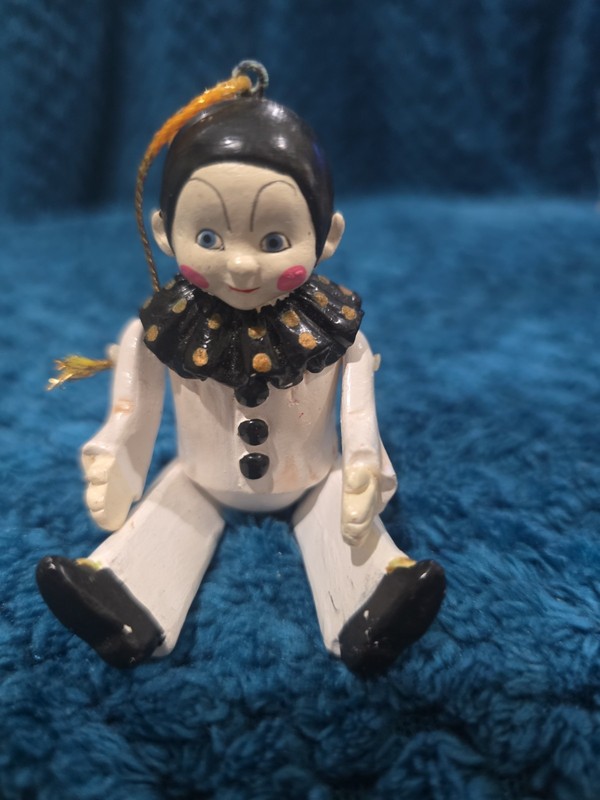 Vintage Made in Taiwan Hand Painted Jointed Clown Pierrot 1980
