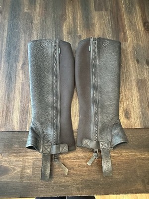 Ariat Breeze Chap Half Chaps Black Leather Equestrian Riding Gaiters MS