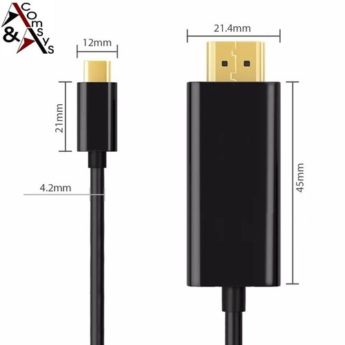 1.8m Kabel Konverter Adapter USB C Typ C zu HDMI 1080p PC MacBook Huawei Samsung - Bild 3 von 9