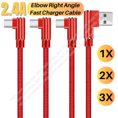 3/6/10Ft 90 Degree USB Type C Fast Charger Cable For Samsung iPhone 15 16 ProMax