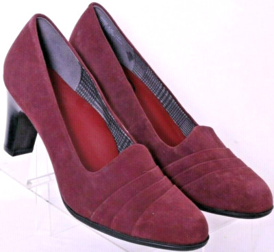 Abeo B.I.O System Vanna Pumps Suede Maroon High Heels block Shoes Women's 9 M