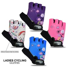 Ladies Cycling Gloves Half Finger Bicycle Gel Padded Fingerless (Best Quality)