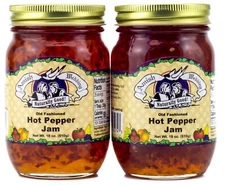 Amish Wedding Hot Pepper Jam 18 Ounces Pack of 2 All Natural Food 1.12 Pound