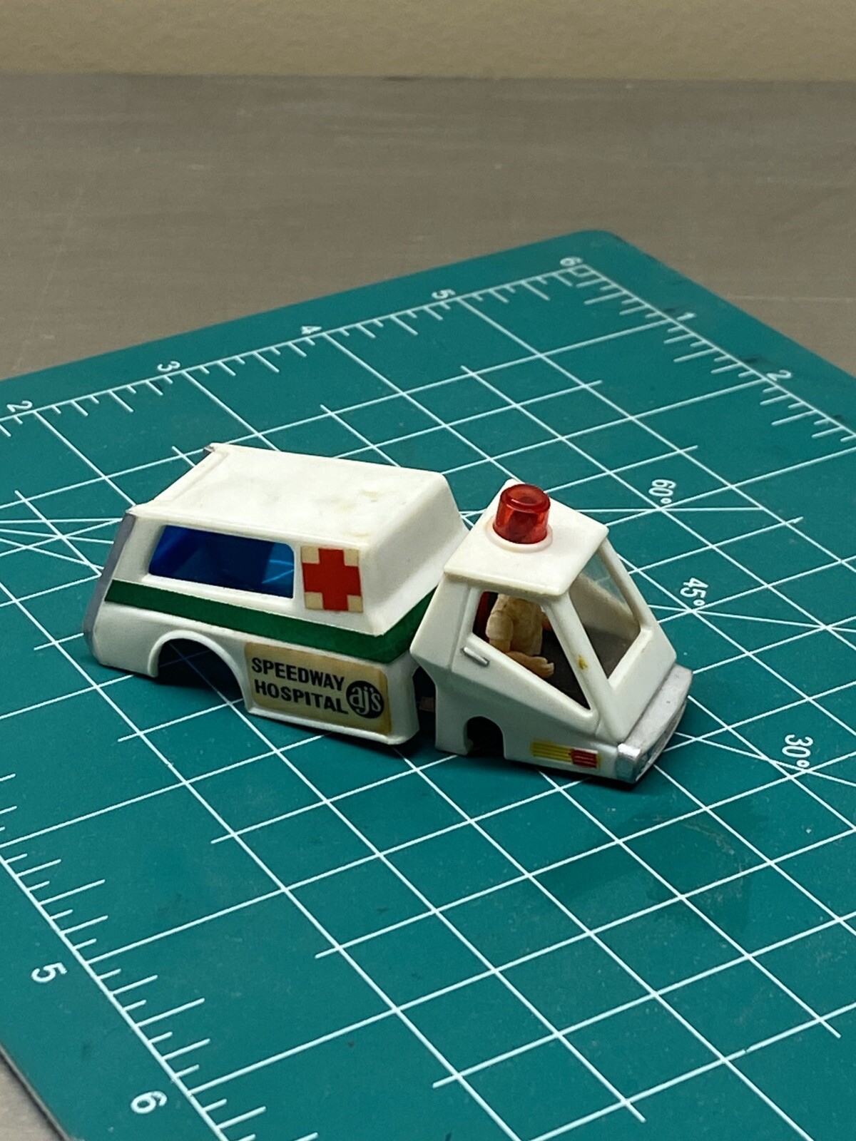 AJ's Speedway Hospital Ambulance Slot Car Body Only Looks Good W/driver