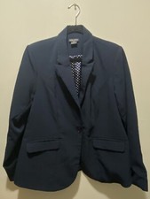 City Chic Womens Size Xs Or 14 Navy Polka Dot Lining Blazer Jacket