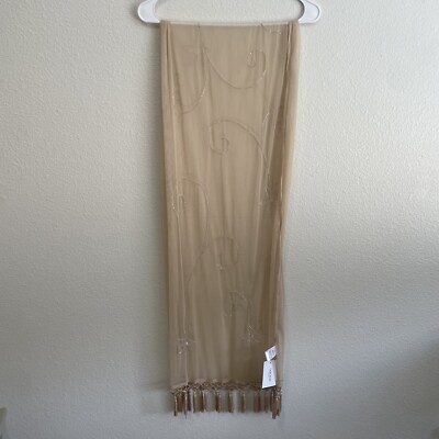 David's Bridal Mesh Wrap, Champagne Colour, Beaded Tassels 70 x 38 inches, NWT