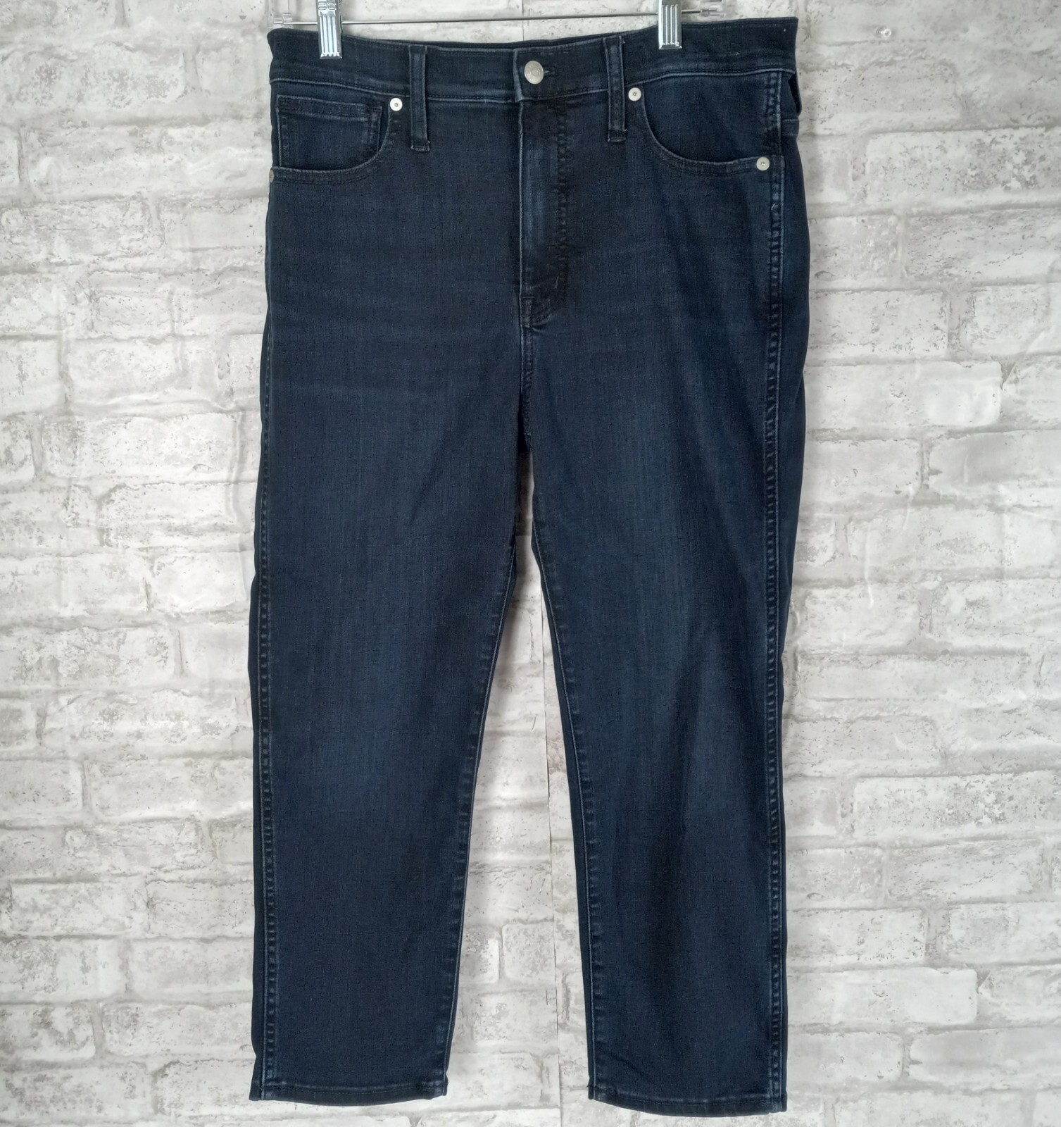 Madewell Women’s 30P Stovepipe Jeans High Rise Dark Wash Stretch Casual Comfort