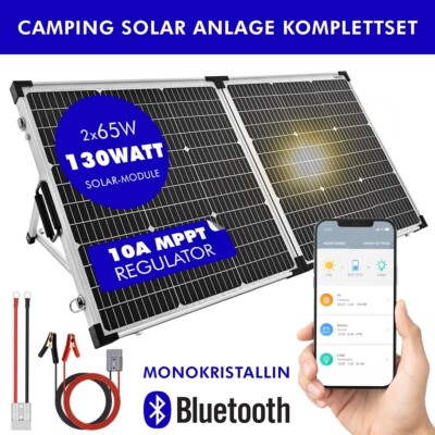 Falcon Camping Solar Anlage 130W/12V inkl. 10A MPPT-Regler Monokristallin App