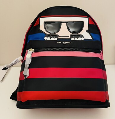 Karl Lagerfeld Paris Small Amour Striped Backpack | eBay display picture 3