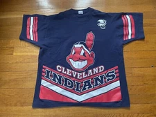vintage 90s Cleveland Indians all over print shirt - fits M Chief Wahoo AOP tee