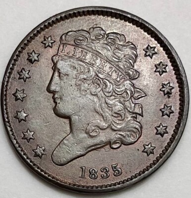 1835 Classic Head Half Cent AU Details
