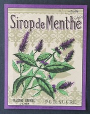 Antique Label MINT SYRUP Pure Sugar DIJON Label