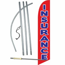 Insurance Flag Flutter Feather Banner Swooper Windless Bundle COMPLETE Kit