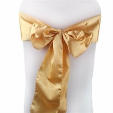 gold satin chair sashes chair tie bows chair ribbon wedding birthday party decor