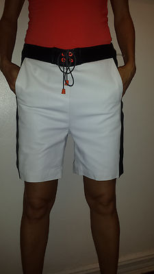 Simkhai  GENUINE LEATHER SHORTS BLACK WHITE SIZE 2 NEW