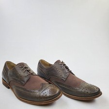 Hush Puppies Shoes Oxford Men Size 9.5 M Bozeman Brown Leather  Fabric Upper