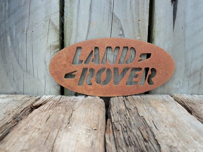 Rostiges Metall LAND ROVER ABZEICHEN Schild Garten Ornament. Rustikale Garten Auto Kunst Deko.