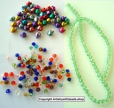 Beads jewelry making 26 in 4mm cut crystals 180 pcs 50 mixed bell charms GBS100