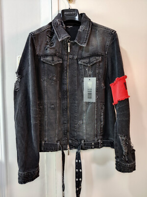 Men's JAFFARY Denim Grey Trucker Jacket Size L NEW