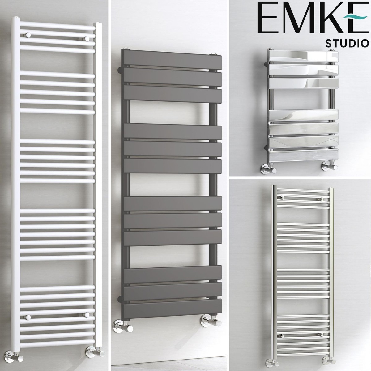 EMKE Vertical Towel Rails Radiator Heated Bathroom Warmer Designer Heating  Rads