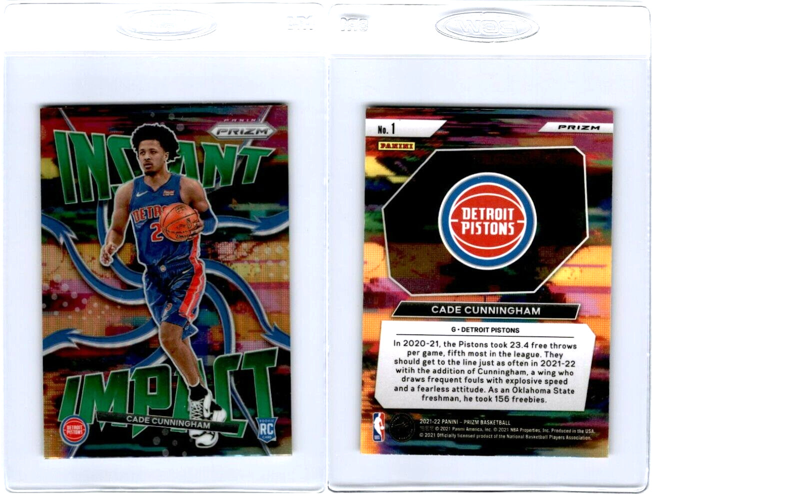 2021-22 Panini Prizm Instant Impact Cade Cunningham RC Detroit Pistons #1 Green
