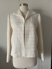 NWT NINA MCLEMORE DIAGONAL BOX MATELASSE OFF WHITE OPEN FRONT JACKET SIZE 2