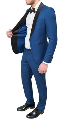 Abito uomo Sartoriale in raso slim fit vestito smoking elegante cerimonia |  eBay