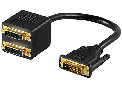 Goobay  DVI Y-Adapter DVI Stecker 24+1 auf 2x DVI Buchse 24+1 Verteiler Splitter