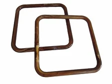 Pair of 8" Brown Marble Square Plastic Macrame Craft Handbag Purse Handles