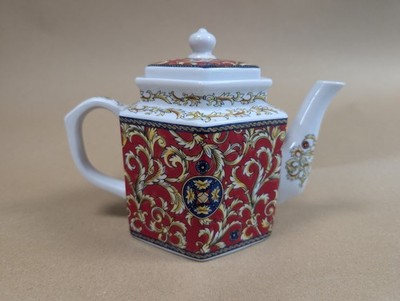 Vintage rot weiß Paisley Teekanne Toscany Collection, Japan 6,5'' hoch (S14)